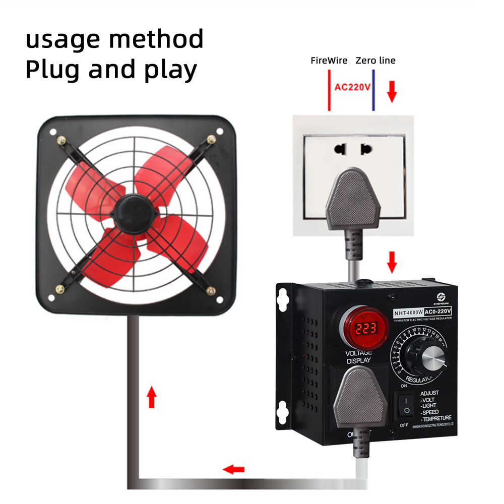 4000W Voltage Regulator Speed Motor Fan Dimmer Variable Controller AC110-220V