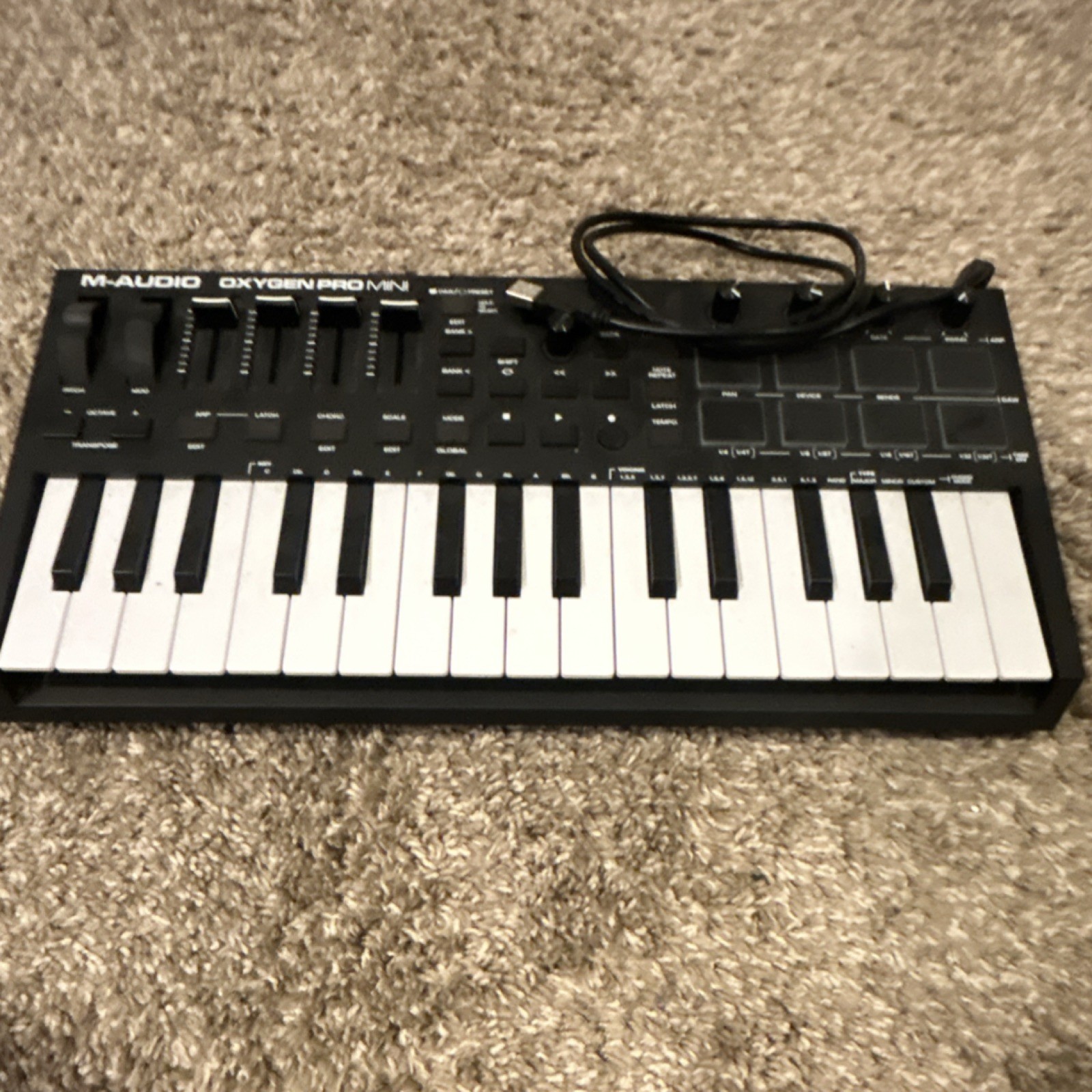 M-Audio Oxygen Pro Mini 32-Key Synth MIDI Keyboard Controller w/ Faders, Pads