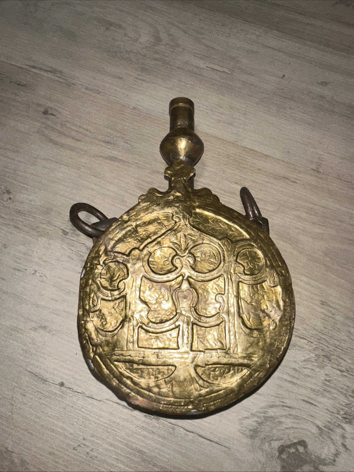 Antique brass Black powder flask  Beautiful Design!