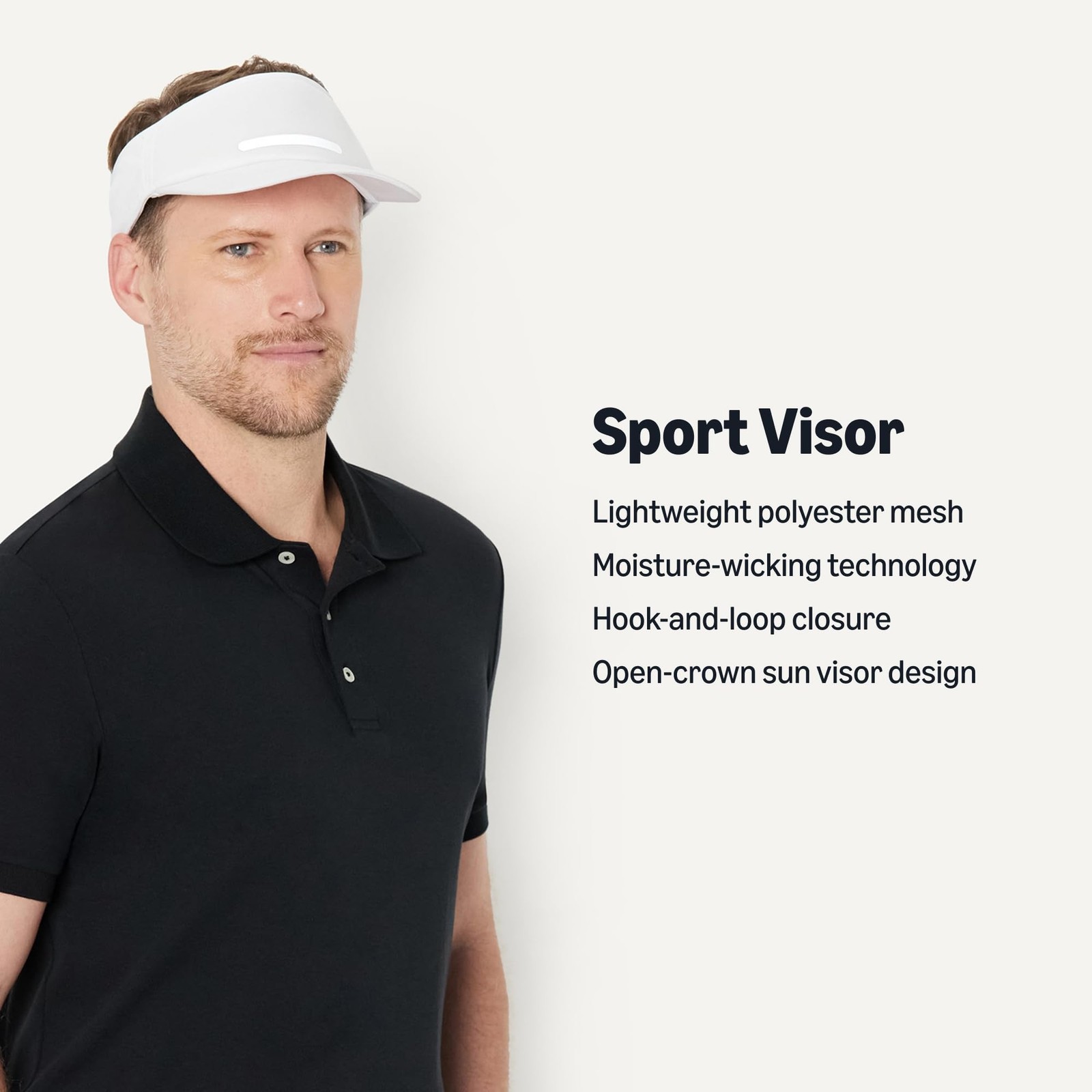 Amazon Essentials Men's Lightweight Golf Sport Visor, White, One Size, White