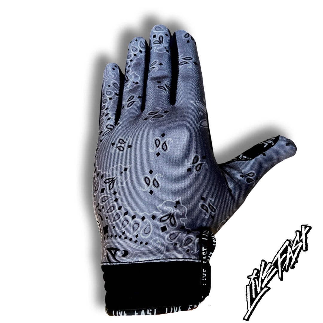 Grey Paisley Motocross Gloves