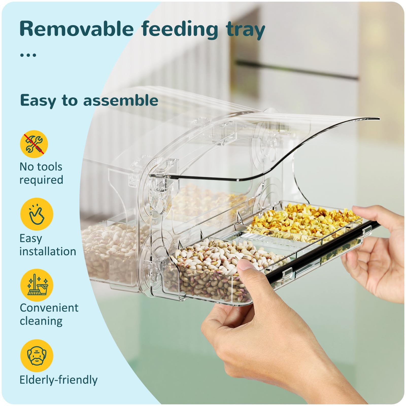 MrCrafts Window Bird Feeder with Strong Suction Cups, Clear 1Pcs, 1Pcs