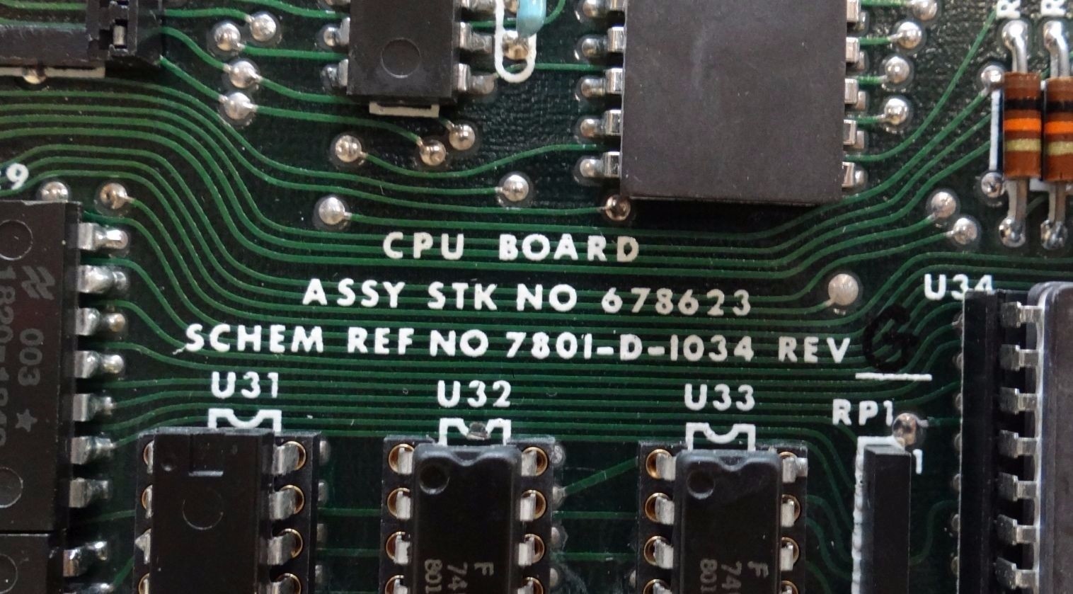 APPLIED MATERIAL CPU BOARD PART # 678623 SCHEM . REF 7801-D-1034 REV. G