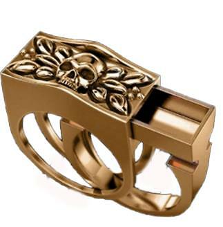 HIDDEN COMPARTMENT VINTAGE SKULL ROSE GOLD RING BRX062 mens womens jewelry stash