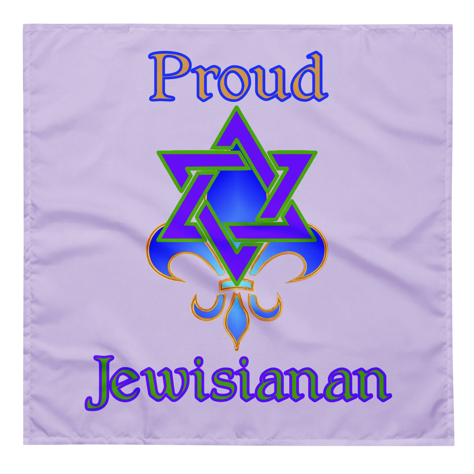 "Proud Jewisianan" Bandana Louisiana Jewish New Orleans Star David Fleur Lis