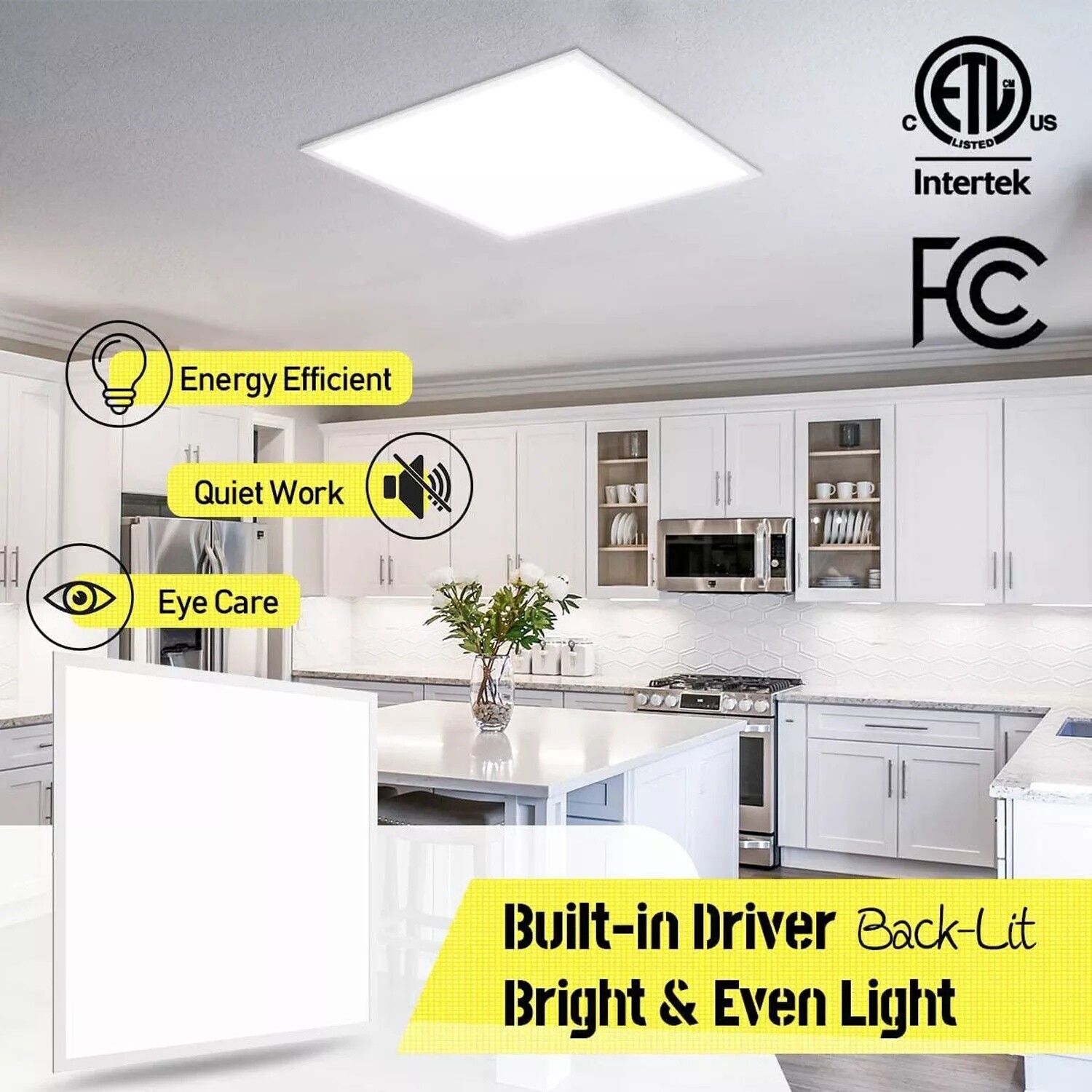 4 Pack 2x2Ft LED Panel Light Drop Ceiling Flat Panel Recessed Troffer Fixtures