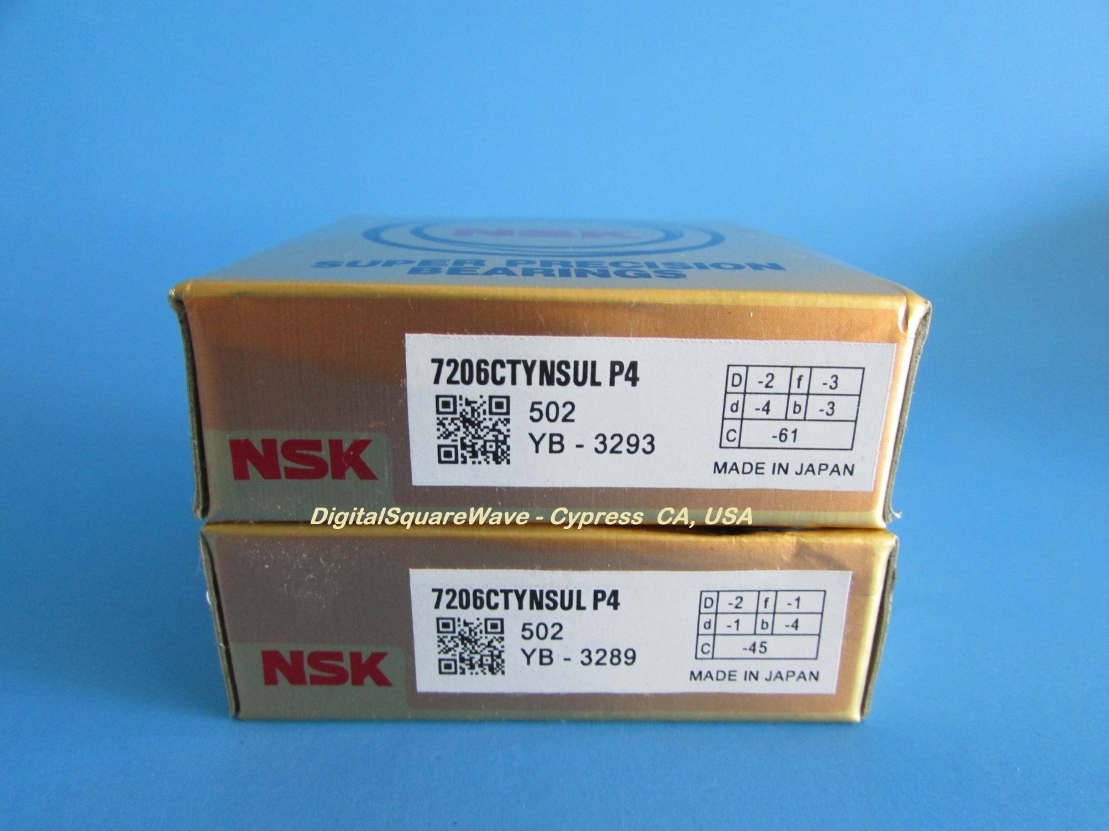 NSK 7206CTYNSULP4Y Abec-7 Super Precision Spindle Bearings. Matched Set of Two