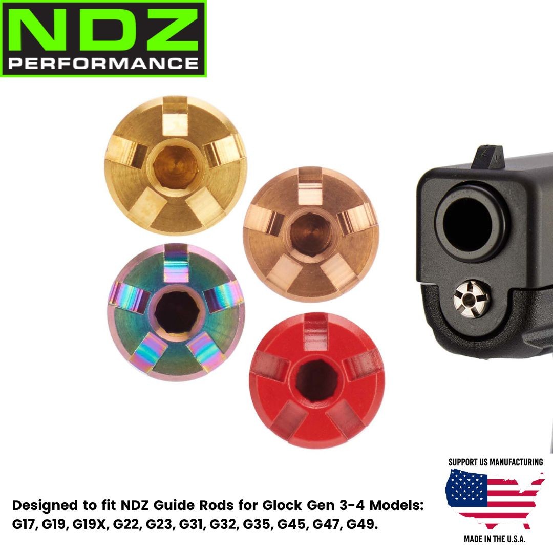 NDZ Guide Rod Screw Glock Gen 3 4 G19 G17 Stainless Custom Finish