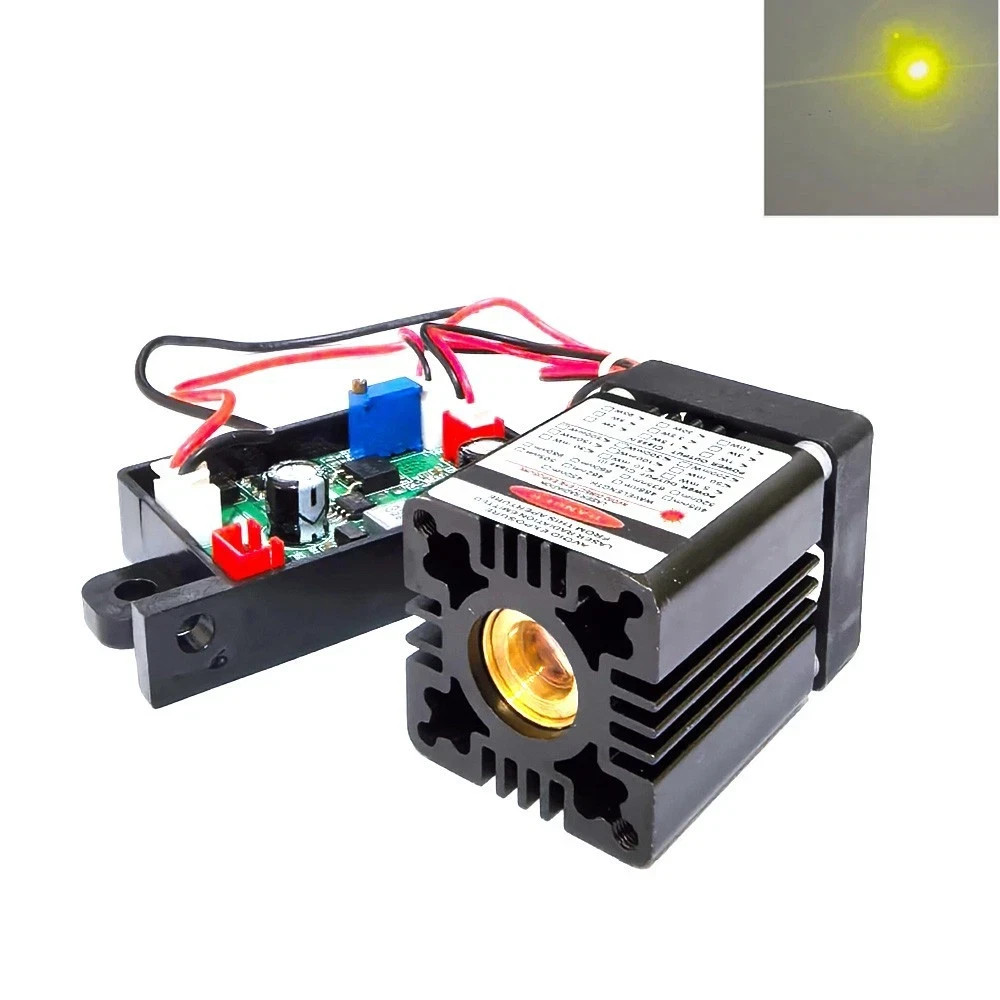 1pc 571nm 30mW Lemon Yellow Dot Focusable Laser Diode Module Driver 12V w/ TTL