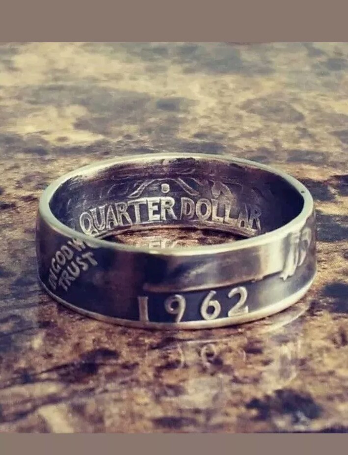 1955  Silver Quarter Coin Ring , Sizes  5 - 10  90% Silver  Coin Ring handmade