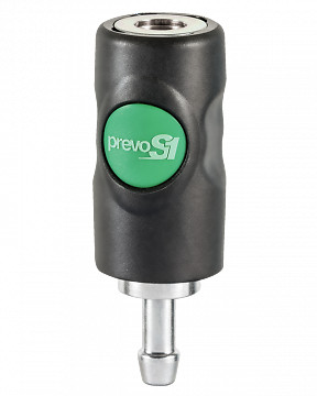 PREVOST ERC HIGH FLOW PUSH-BUTTON COUPLER, 3/8" BODY, INDUSTRIAL, 1/4" BARB
