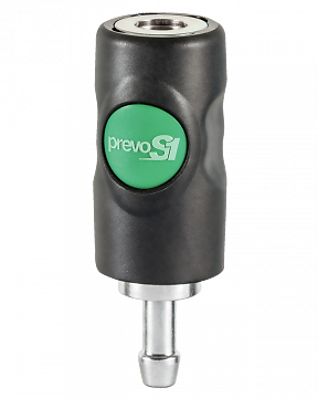 PREVOST ERC HIGH FLOW PUSH-BUTTON COUPLER, 3/8" BODY, INDUSTRIAL, 1/4" BARB