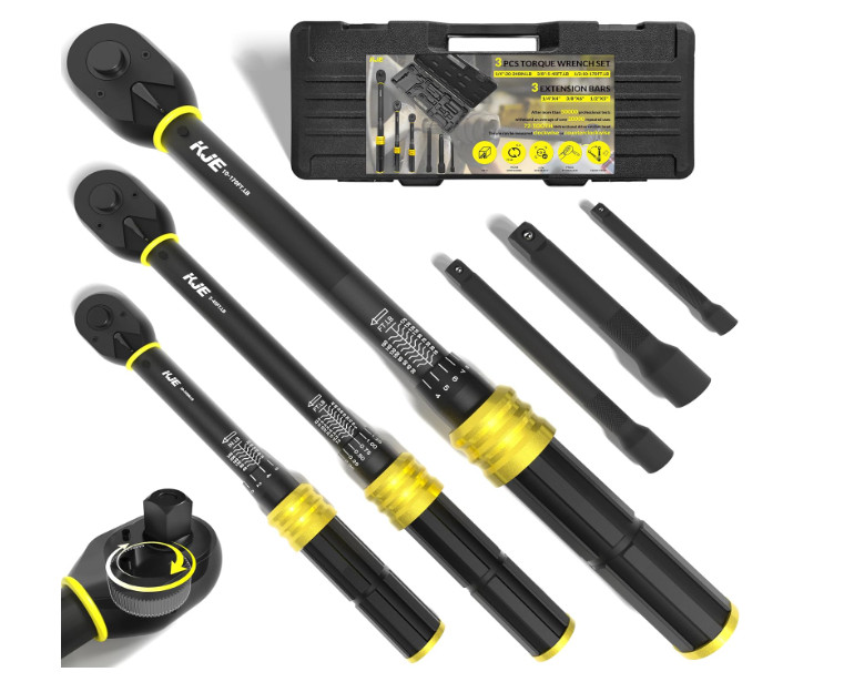 Juego 3 llaves torque 1/4–3/8–1/2 ideal para bici, moto, coche y automoción