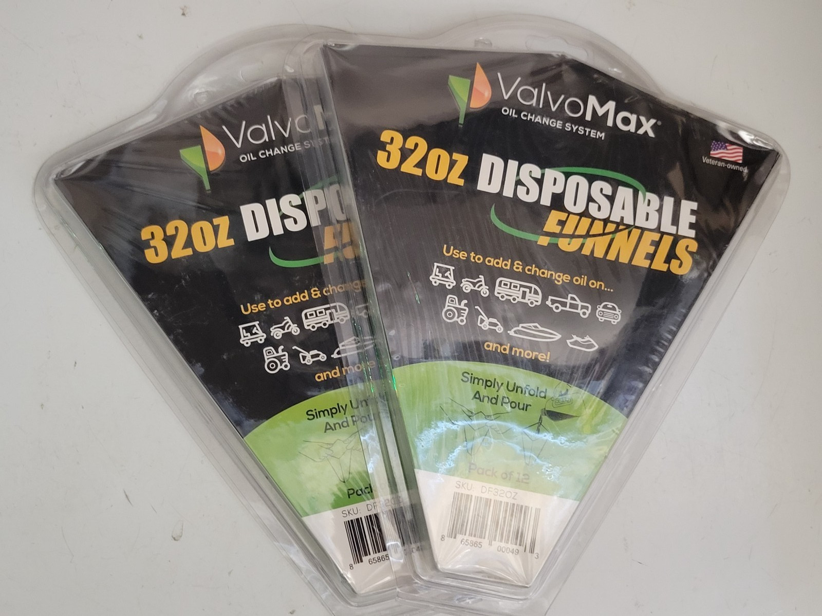 **NEW** 2 Packs ValvoMax 32 oz Disposable Oil Change Funnels - 24 Total!
