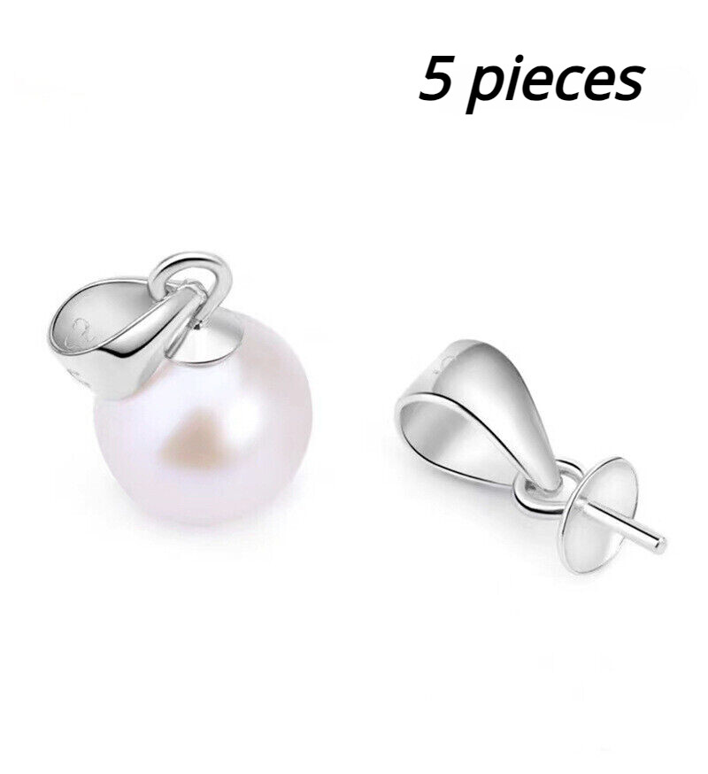 5Pcs Sterling Silver Pendant Settings DIY Pearl Holder Mount for Jewelry Making