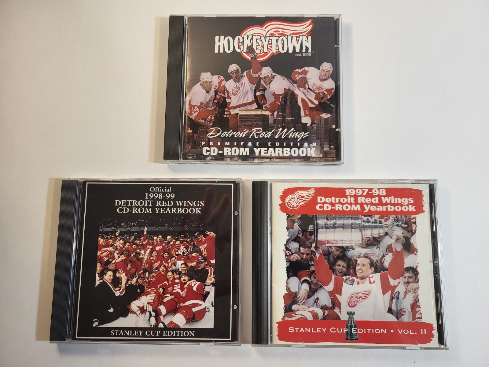 Lot of 3 Detroit Red Wings CD-ROM Yearbooks 1996-97 & 1997-98 & 1998-99