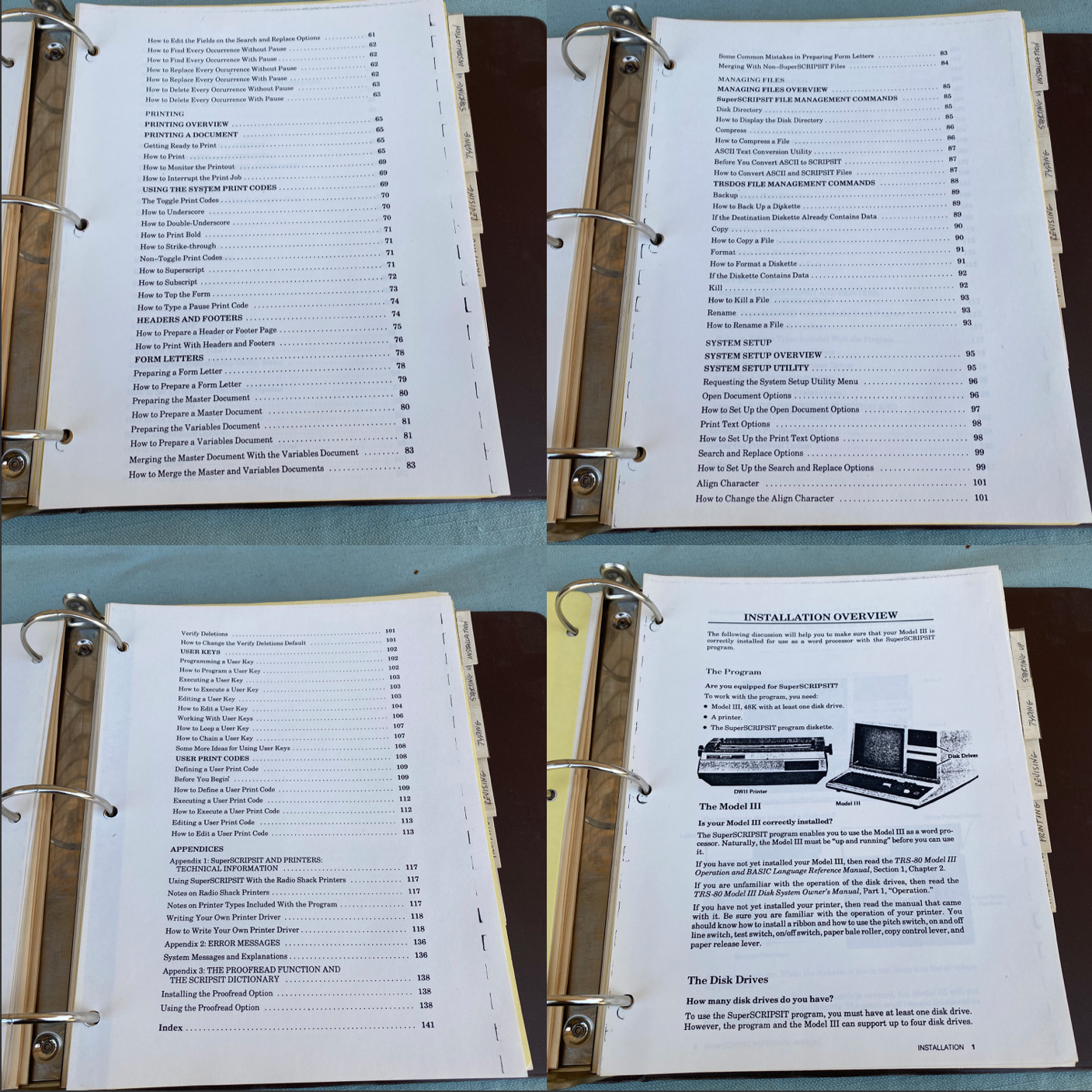 TRS-80 Model 3 User Guide Manual Visicalc Software Arts Mailing List SuperScript