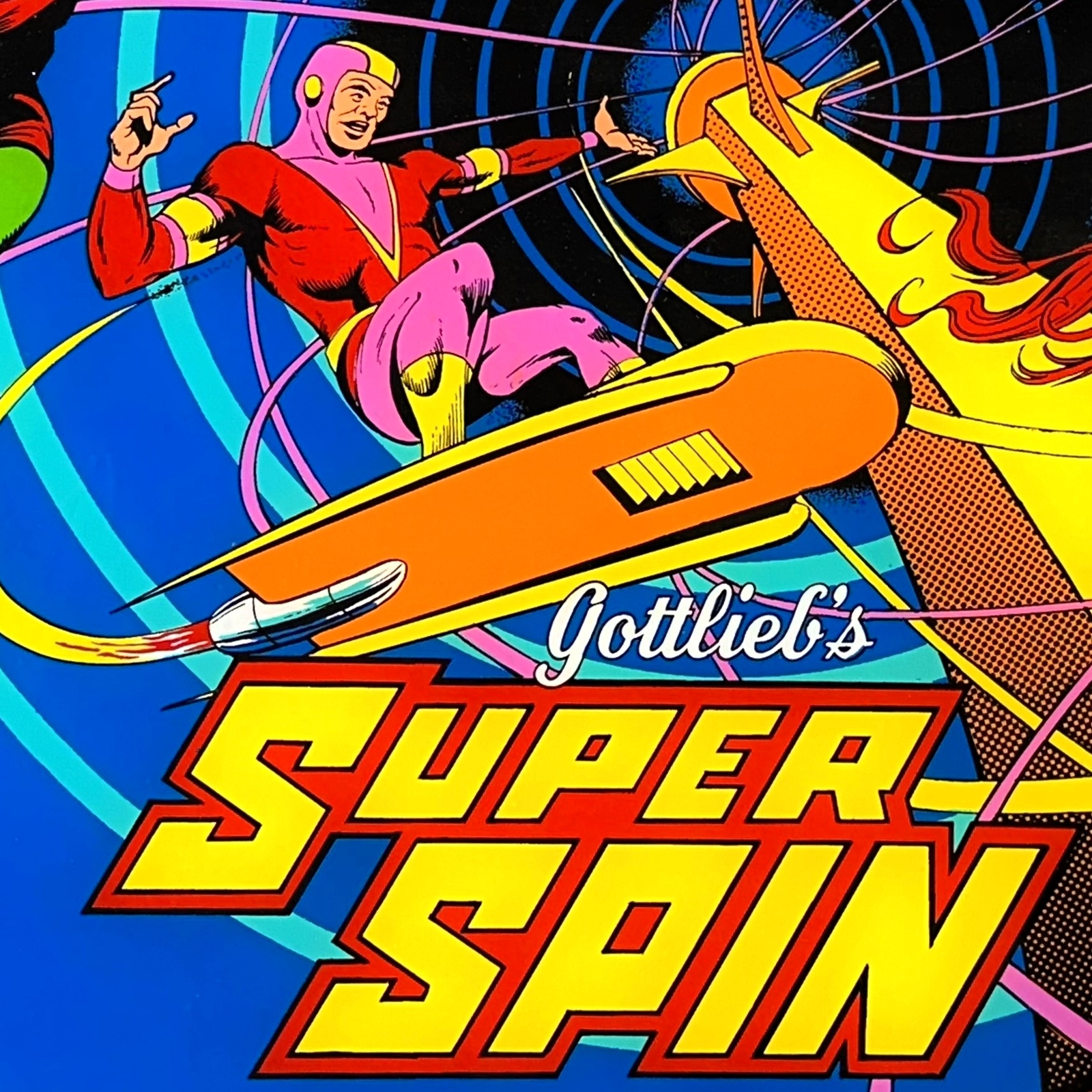 Gottlieb Super Spin Pinball Machine Game Backglass ORIGINAL
