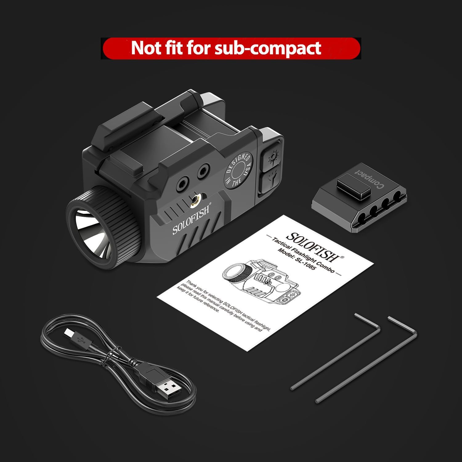 Solofish 800lm Adjustable Pistol Light Laser Combo Fits Red