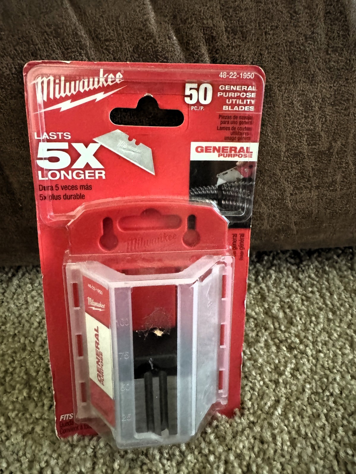 Milwaukee 48-22-1950 50 PC General Purpose Utility Blades w/ Dispenser  (5Pack)