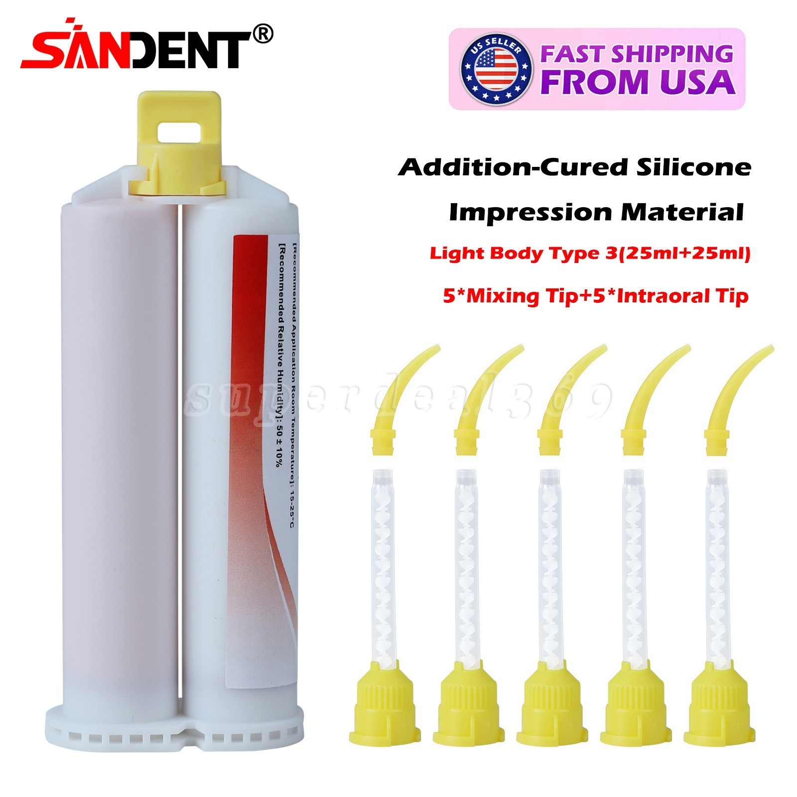 2Pc Dental Impression Material Light Body Fast Set Putty Silicone Catalyst 50ML