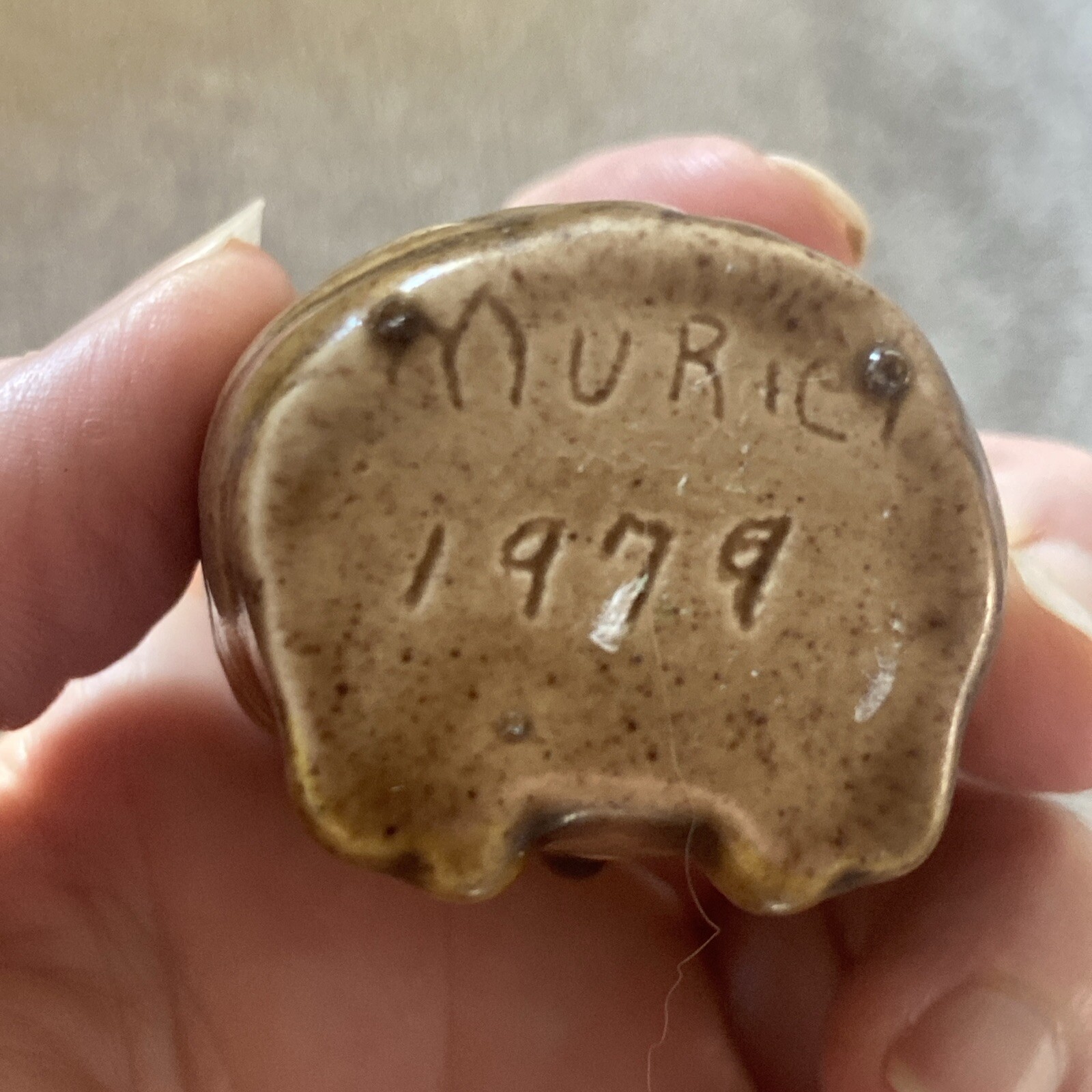 Mini Artisan Pottery Owl signed dated 1979