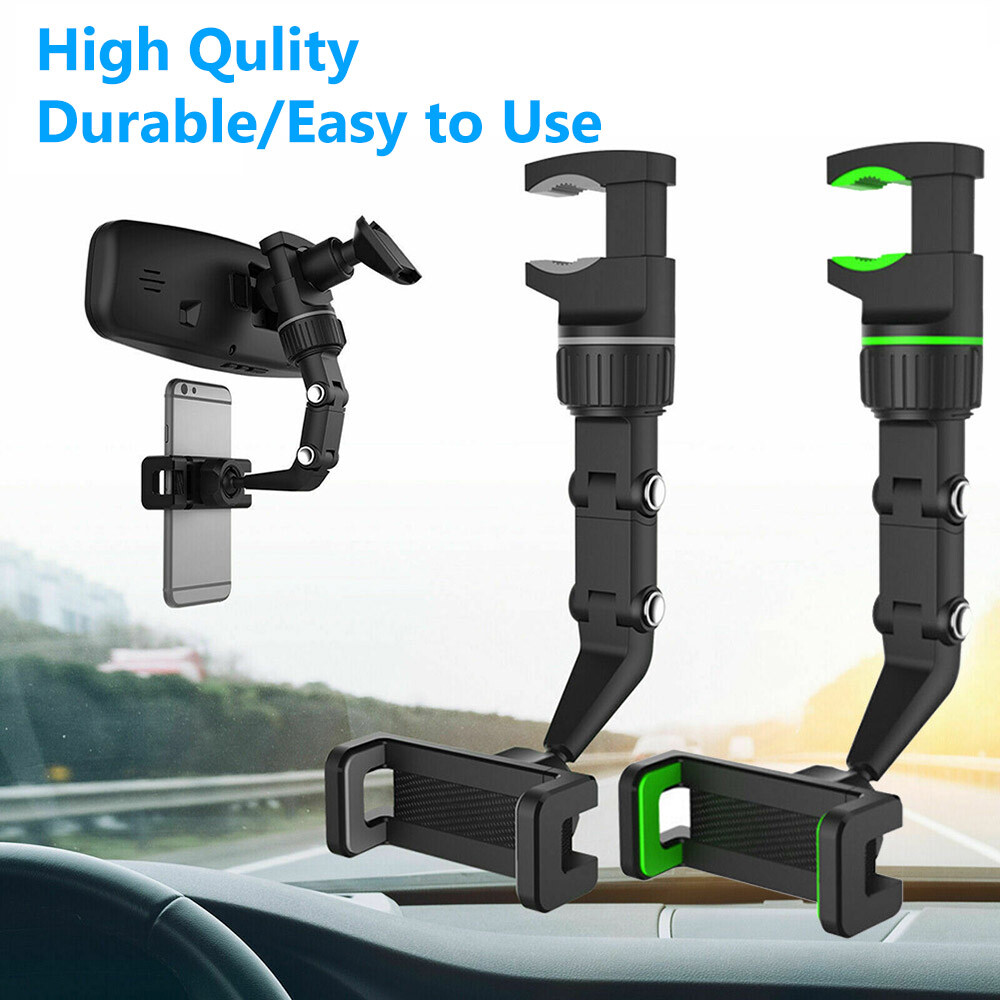 360° Rotation Car Rear View Mirror Mount Holder Stand for iPhone Android Phone