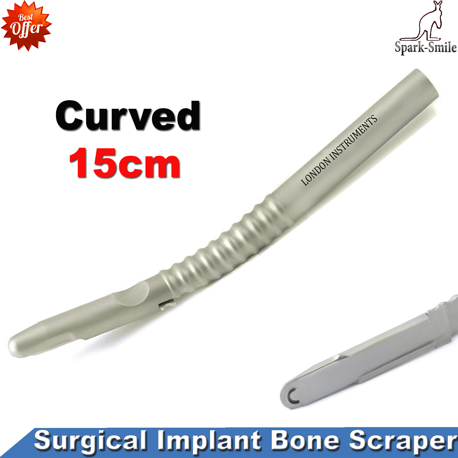 Surgical  Bone Grafting Scraper Curved Surgical Implant Dental Instruments New