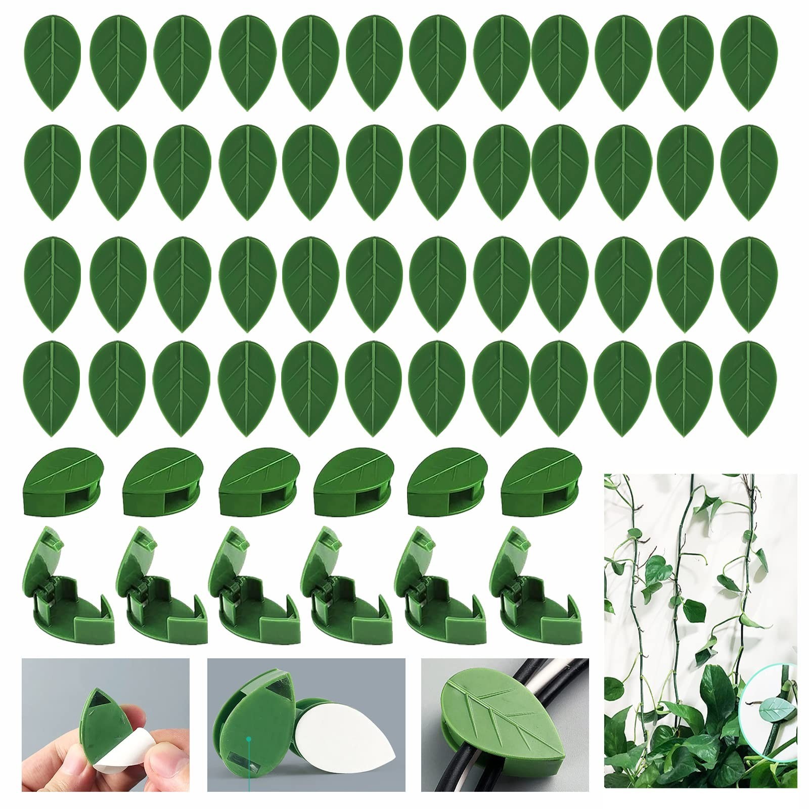 60 Pieces Plant Climbing Wall Fixture Clips Self-Adhesive Hook Plant Vine Tra...