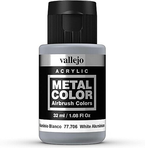 Vallejo White Aluminum Metal Color (32ml Bottle) - Hobby and Model Acrylic