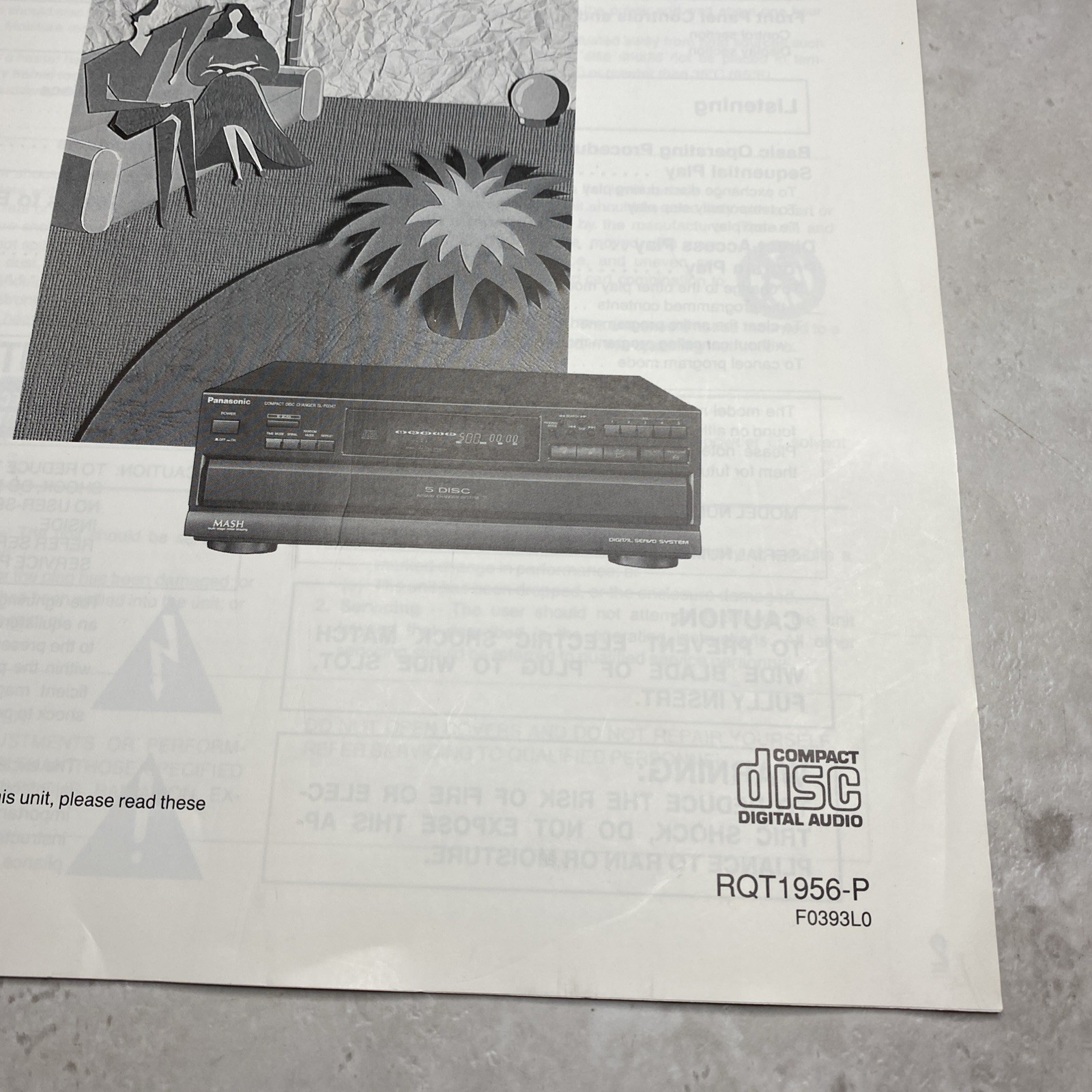 *Owners Manual Instructions Only* For Panasonic SL-PD347 Compact Disc Changer