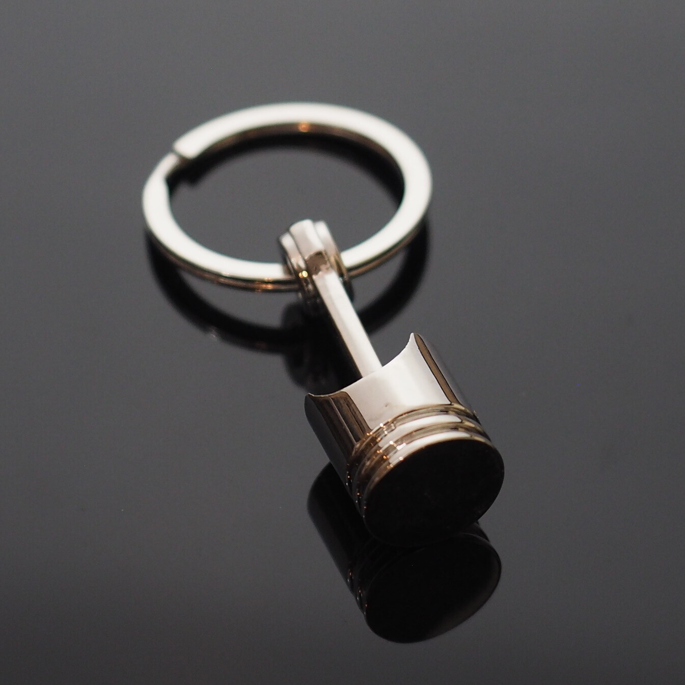 Piston Connecting Rod Car Engine Silver Metal 3D Keyring Keychain Key Chain Ring