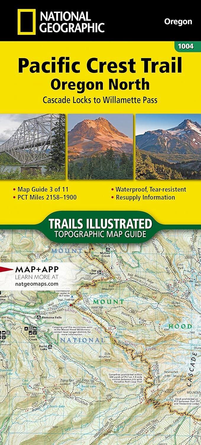 National Geographic Pacific Crest Trail Oregon North Map #1004 - Cascade Locks