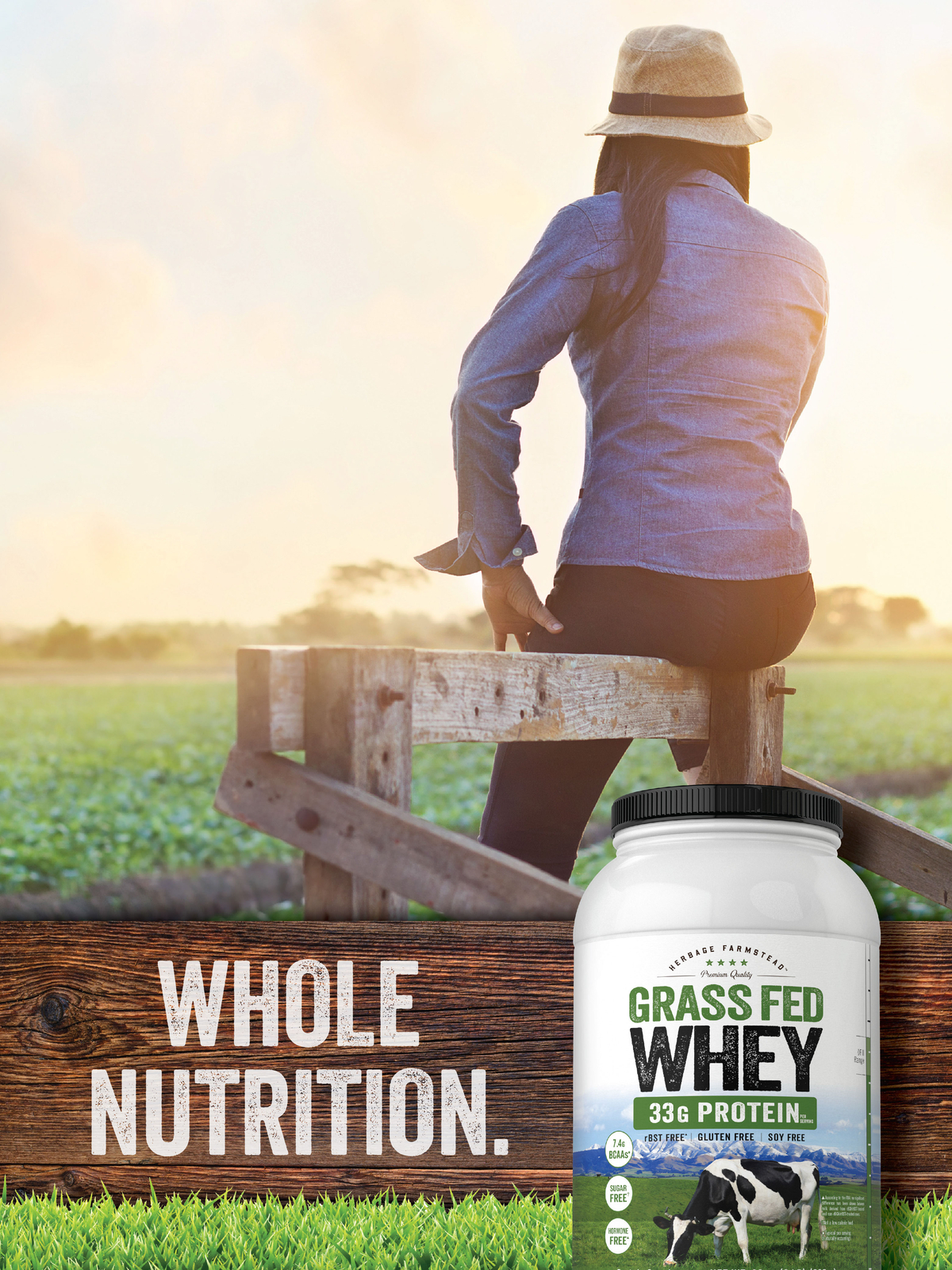 Grass Fed Whey Protein Powder | 2lb | Unflavored | by Herbage Farmstead