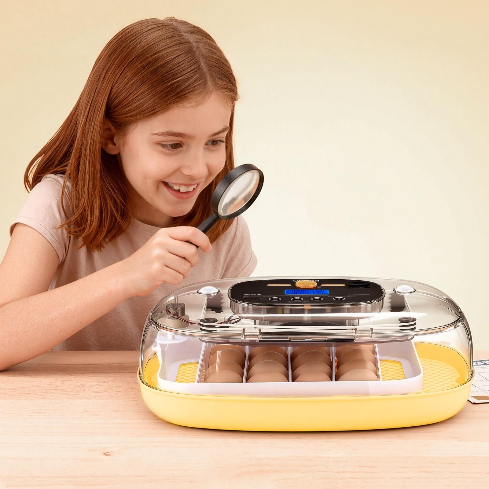 24 Egg Incubator with Automatic Turner, LED Candler, Temp & Humidity Control, 36