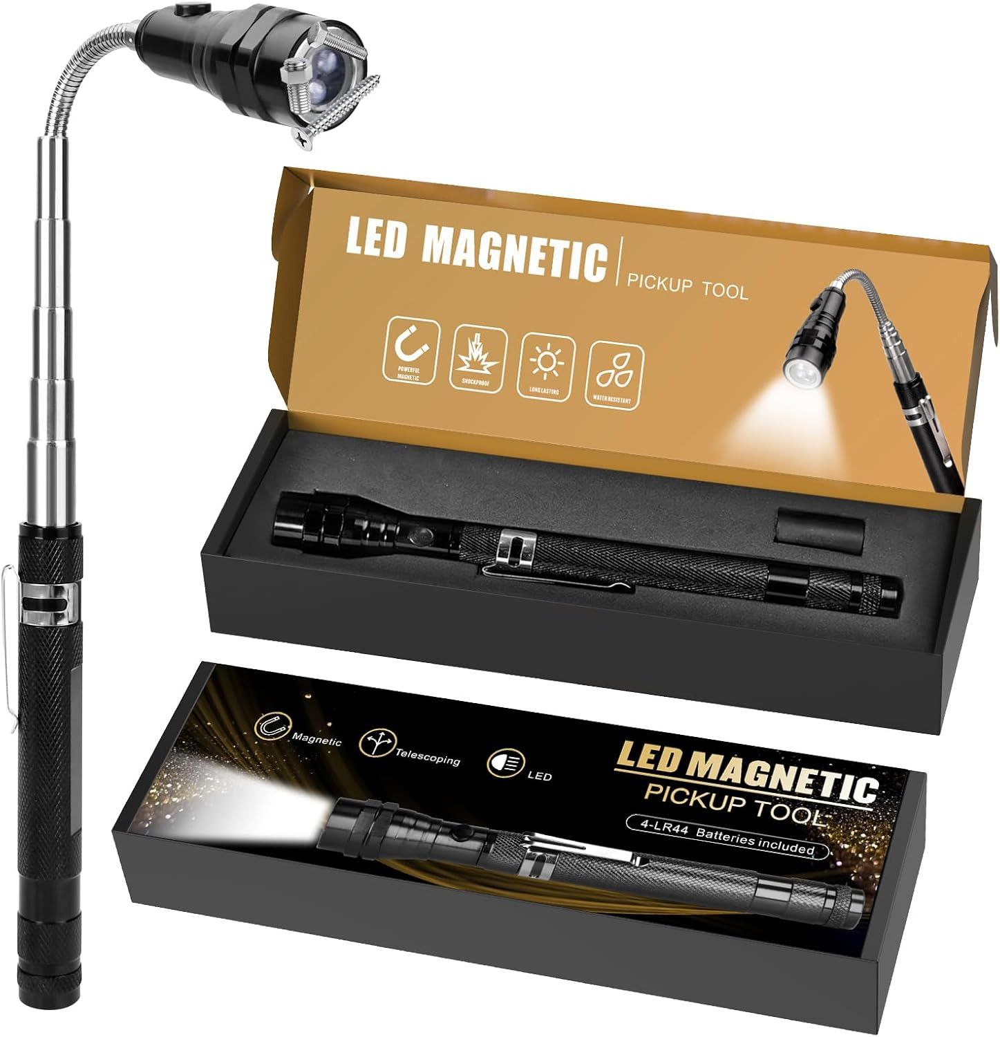 Magnetic Flashlight Fathers Day Dad Gifts for Men: Extendable Magnet Pickup Tool