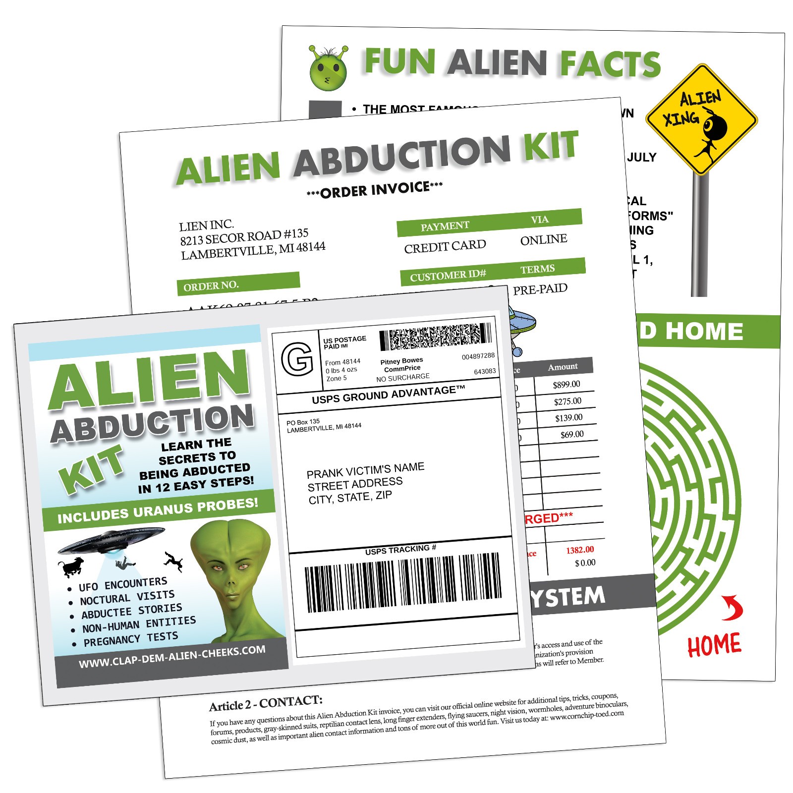 Alien Abduction Kit Fake Prank Mail Sent Anonymously!