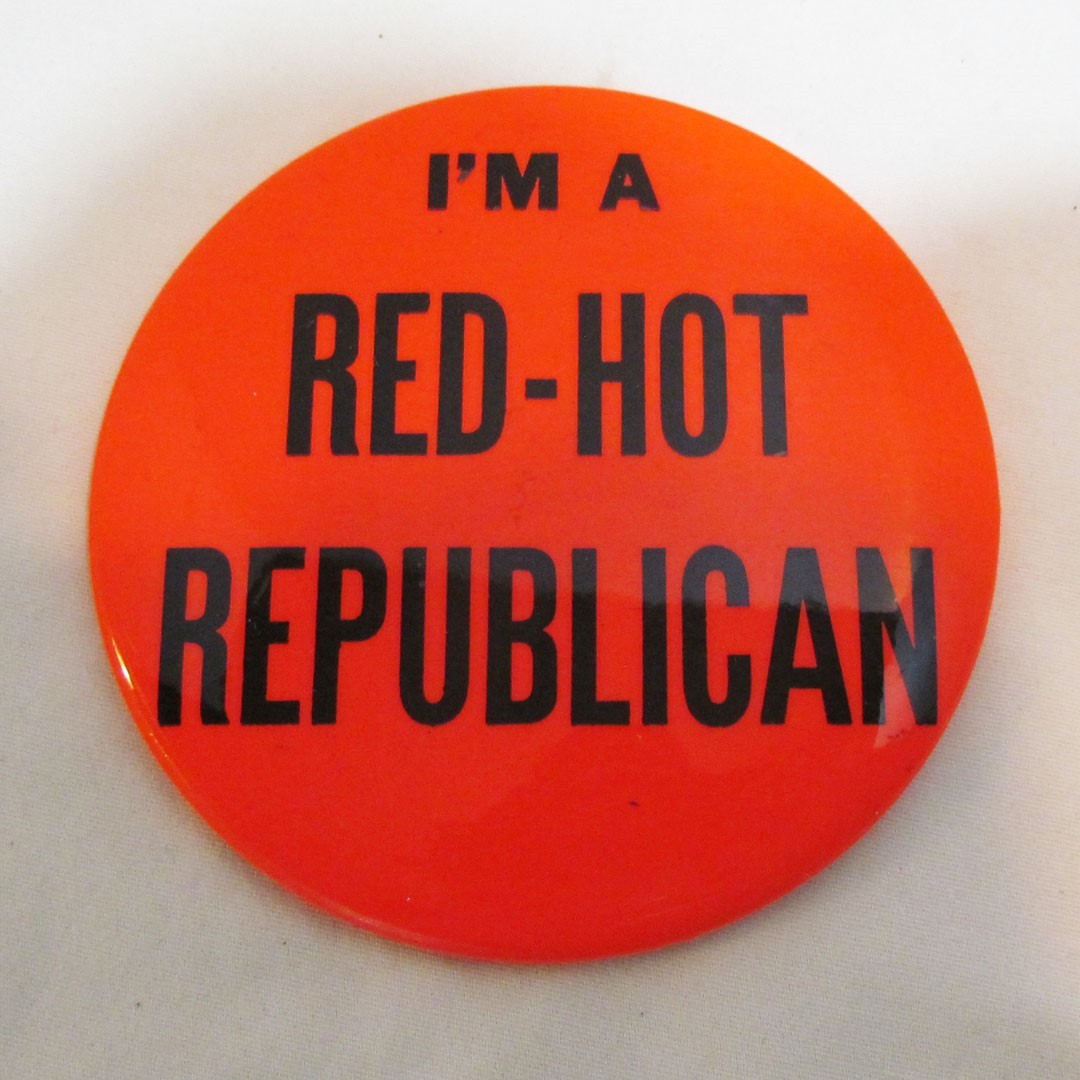 I'M A RED-HOT REPUBLICAN VINTAGE BIG 3.5" PINBACK BUTTON 1964 BARRY GOLDWATER