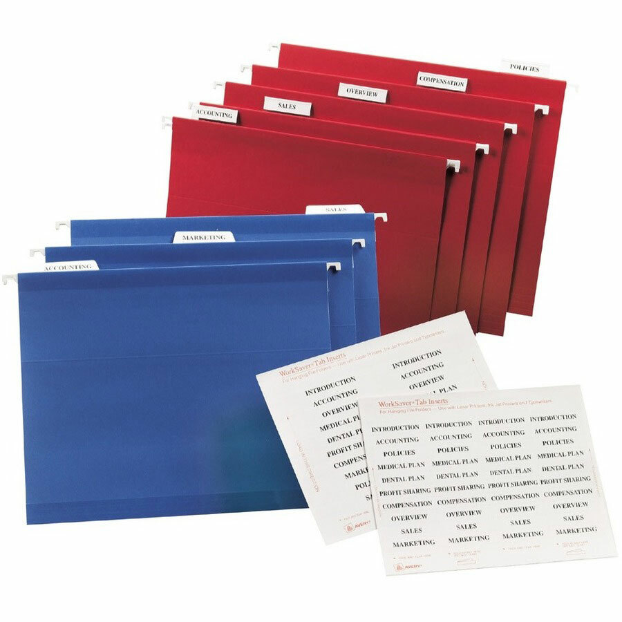 Avery 11136 WorkSaver Printable Tab Inserts for 1/5 Cut Hanging Folders