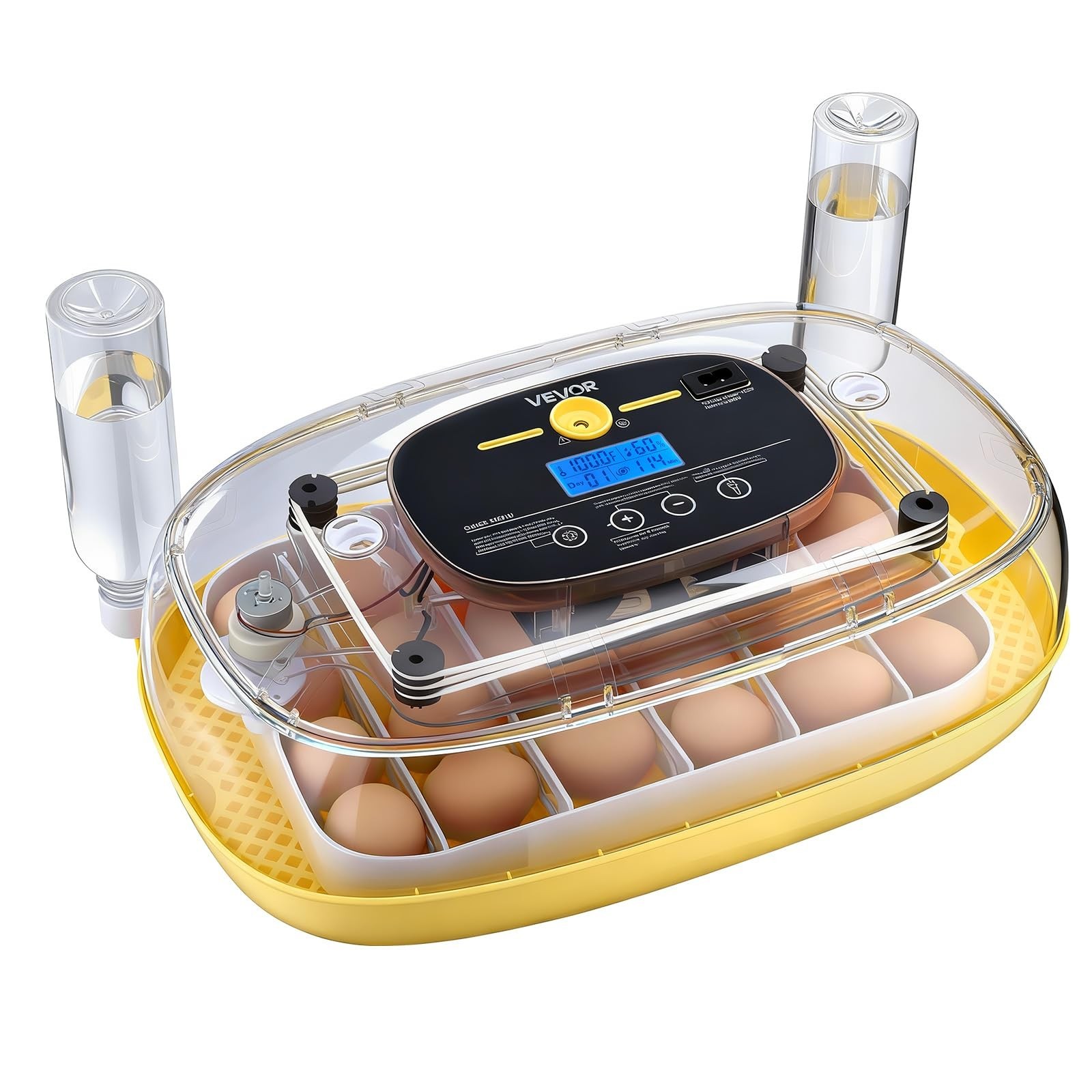 24 Egg Incubator with Automatic Turner, LED Candler, Temp & Humidity Control, 36