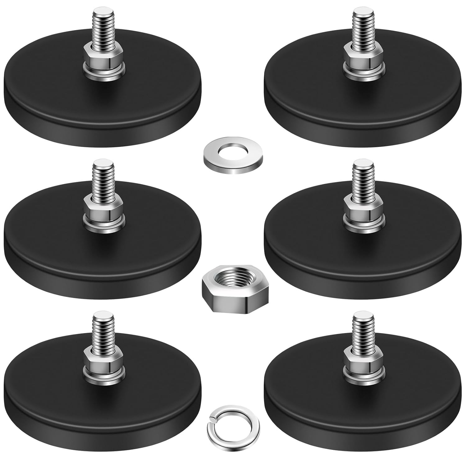 DIYMAG 6Pcs Rubber Coated Magnets, Adhesive Power 30LBS Anti-Scratch Neodymium L