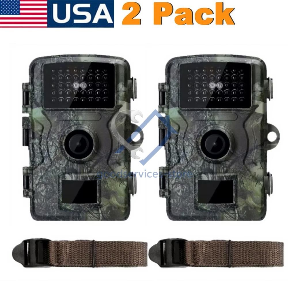 2PCS Wildlife Hunting Trail Camera Full HD Night Vision Motion Waterproof Cam