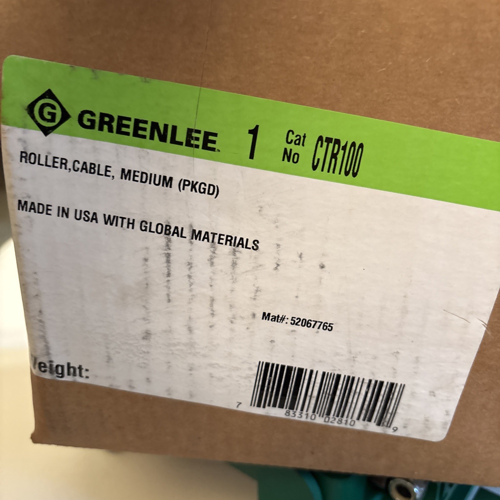 Greenlee CTR100 Medium Duty Cable Roller NEW DAMAGED BOX FREE SHIPPING