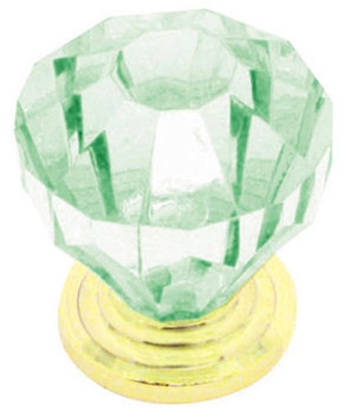 1-1/4" Design Facets Acrylic Knob Brass and Light Green