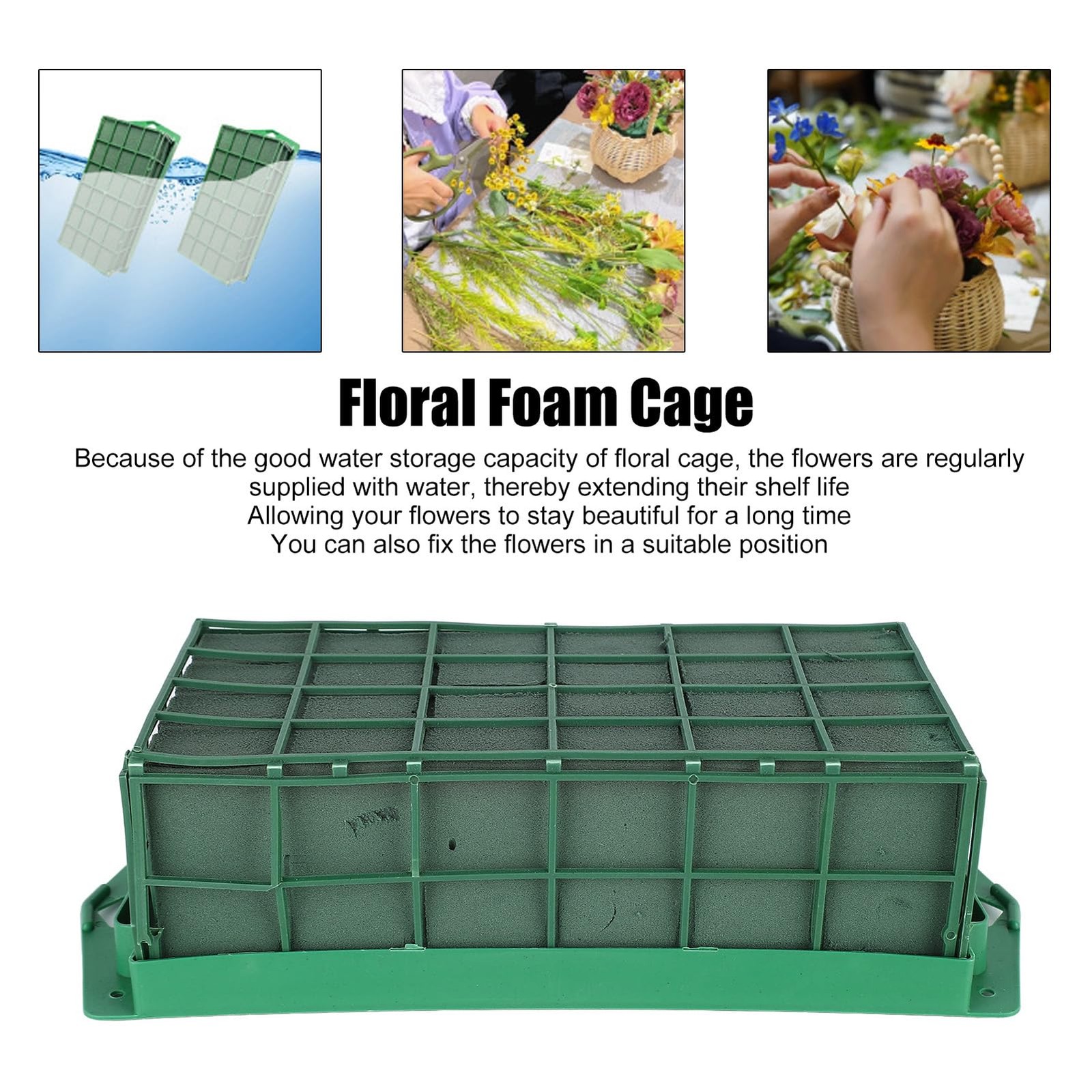 Rectangular Floral Foam Cage with Replaceable Foam for Fresh Artificial Flowers