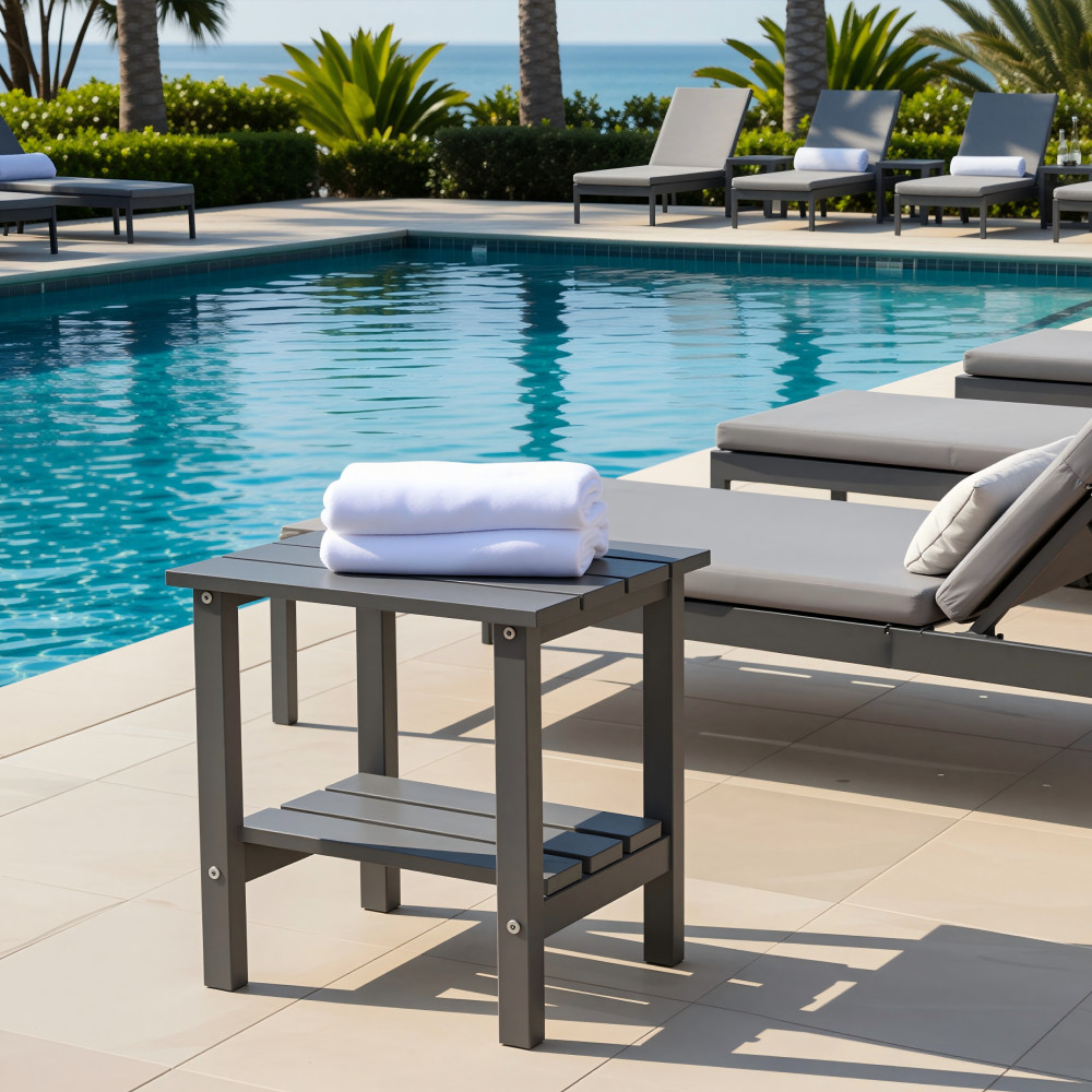 Adirondack Square Outdoor Side Table HDPE Grey