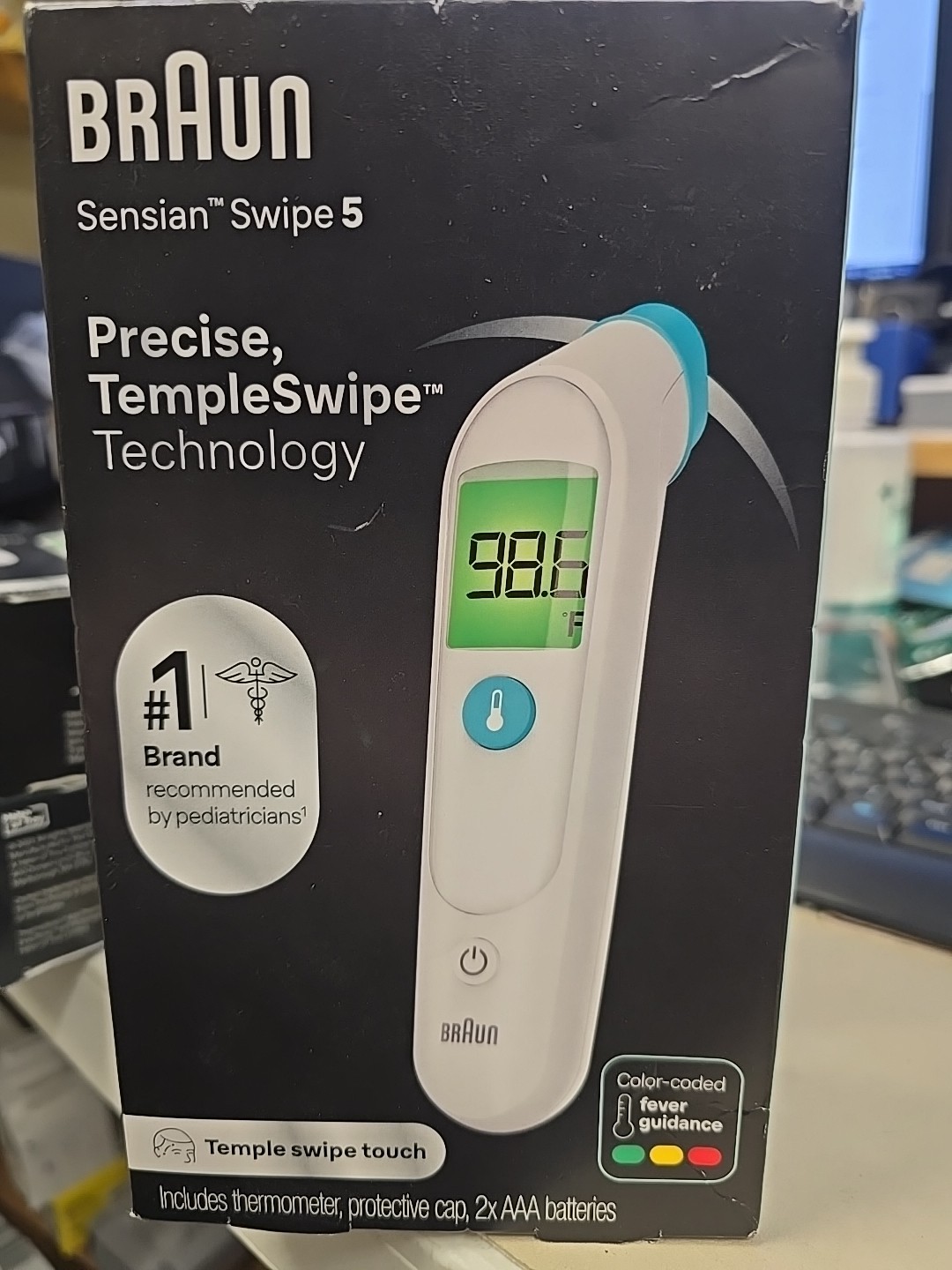 Braun TempleSwipe Forehead Thermometer, FSA & HSA Eligible, White, BST200US