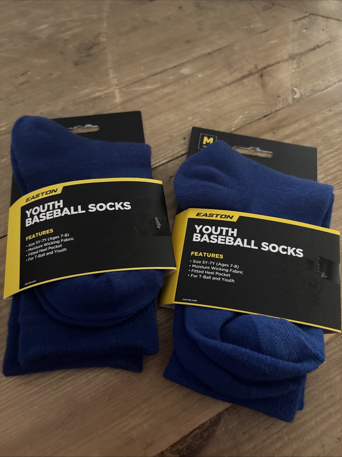 2 Pair Easton Youth Baseball Socks Blue Size Medium 5Y-7Y Moisture Wicking
