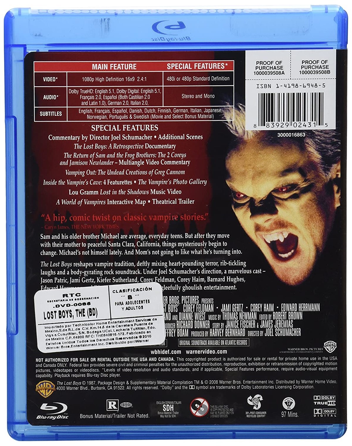 The Lost Boys Blu-ray Corey Feldman NEW