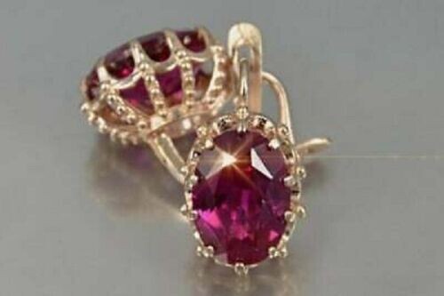 2Ct Lab Created Ruby Diamond Solitaire Dangle Earrings 14K Yellow Gold Finish